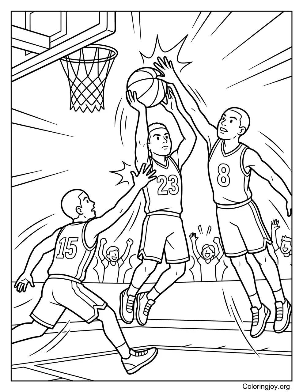 A defender blocks a shot and steals the basketball.