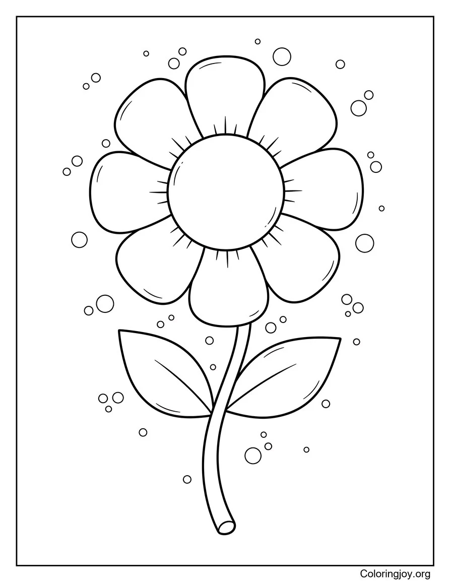 linda flor de primavera con pétalos redondos página para colorear