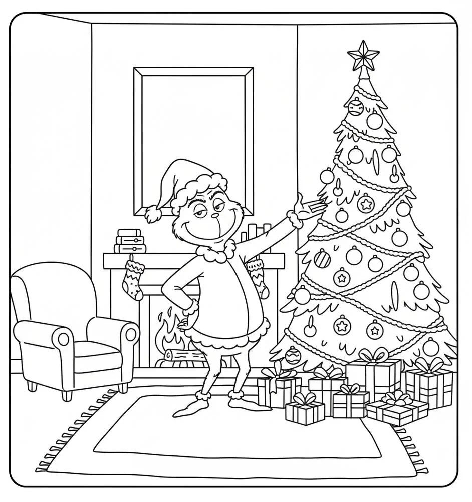 Grinch kerstboom kleurplaat