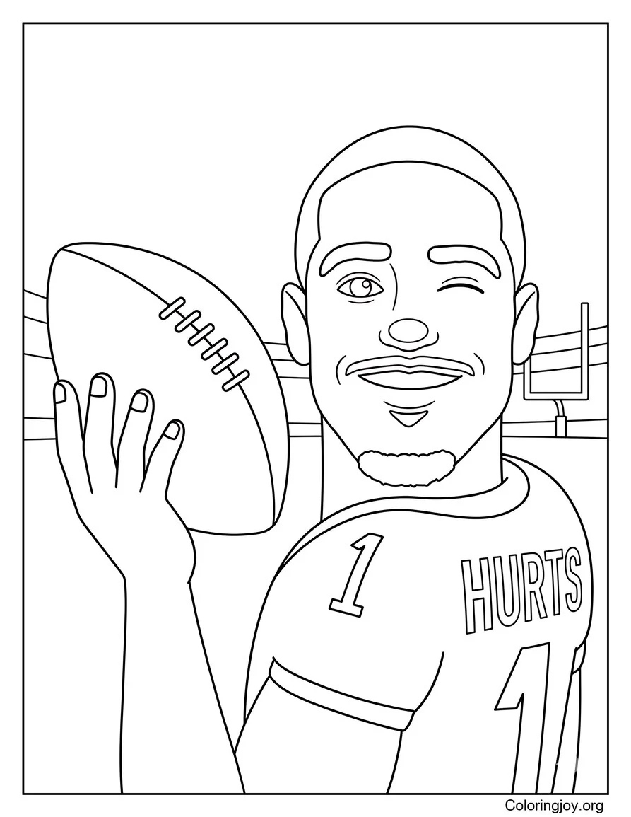 Minimal Line Art Jalen Hurts coloring page