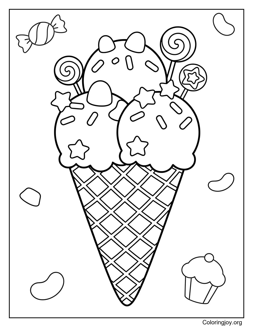 A Cone Decorated with Candy Pieces