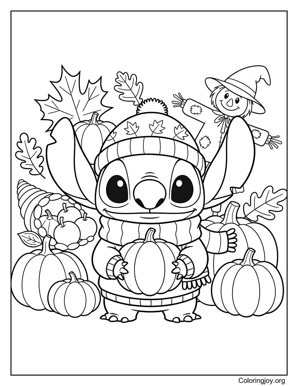 Otoño Stitch página para colorear