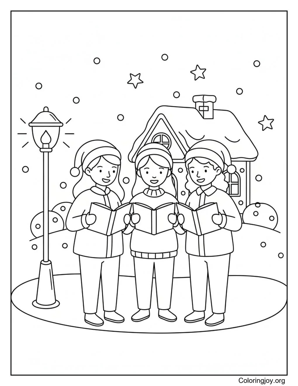Canto de villancicos página para colorear