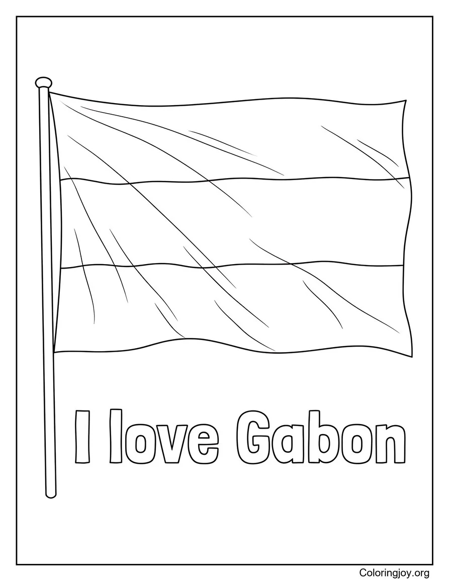 Gabon Bandera Me encanta Gabon página para colorear