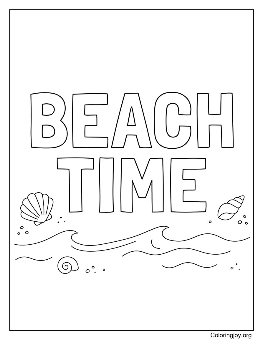 Tempo di spiaggia Rilassarsi Pagina da colorare estiva Design semplice disegno da colorare