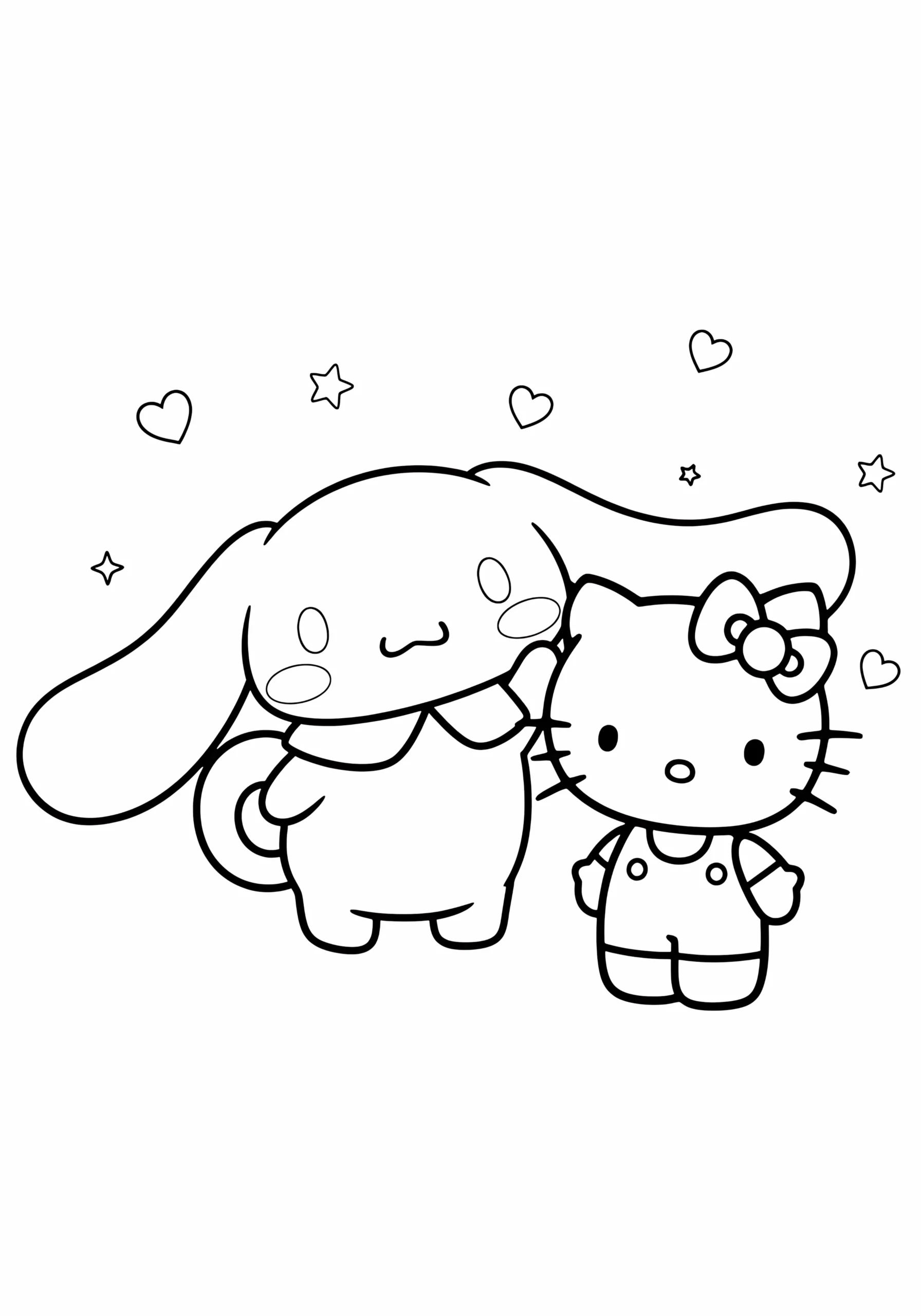 Página para colorear juntos de Hello Kitty y Sanrio Friends