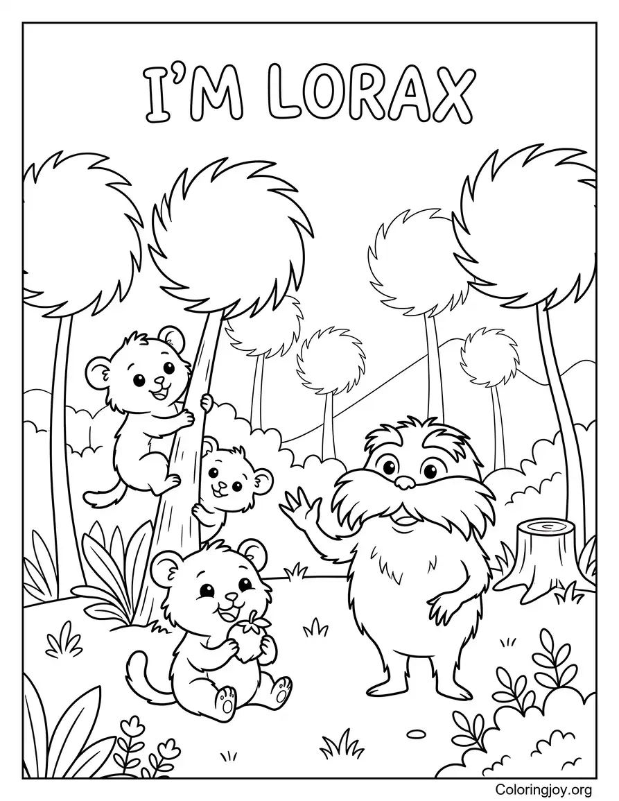 Cute Lorax With Bar Ba Loots Coloring Sheet coloring page