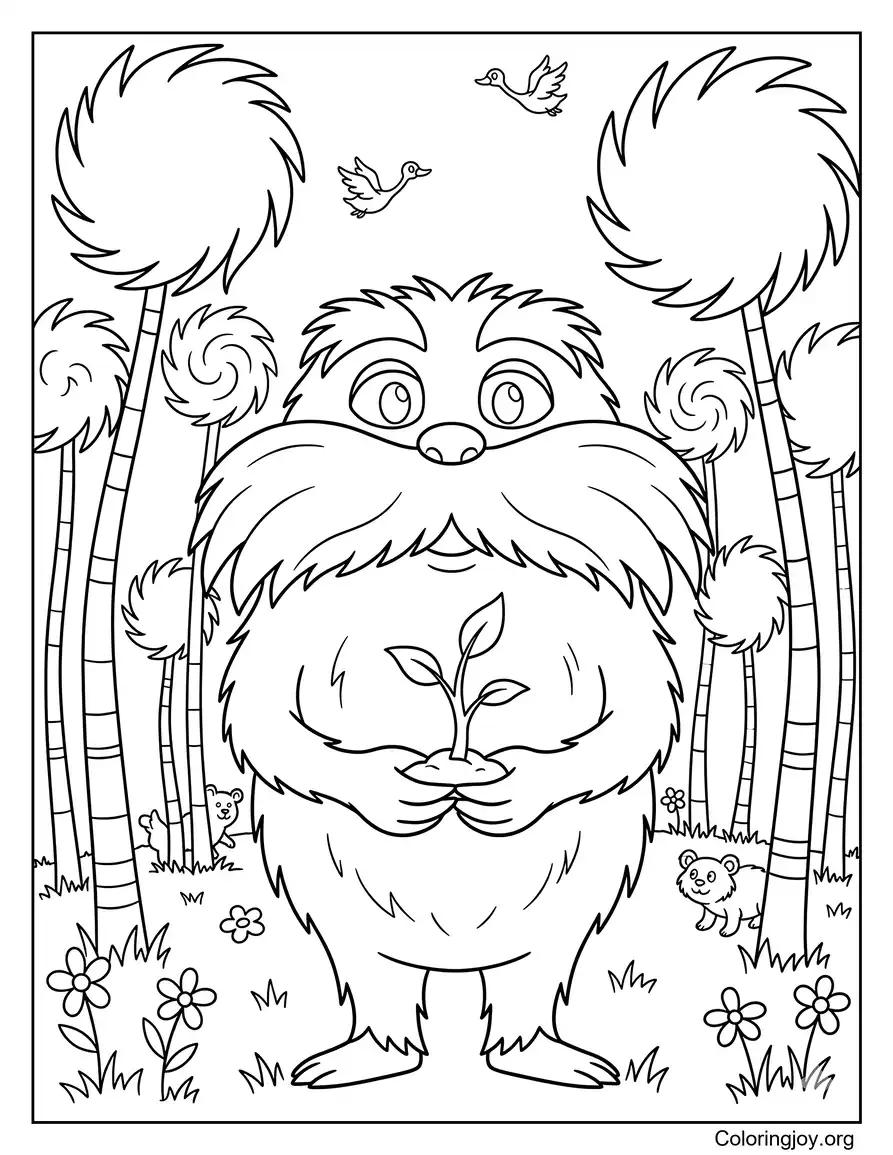 Detailed Lorax Forest Scene Coloring Sheet coloring page