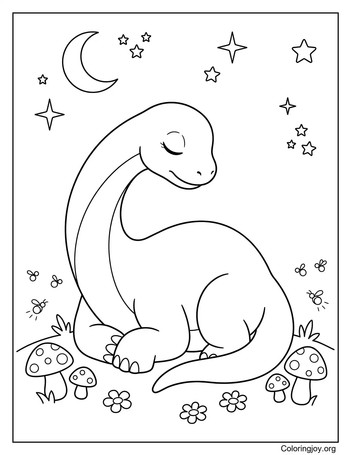 Sleeping Baby Brachiosaurus Under the Stars