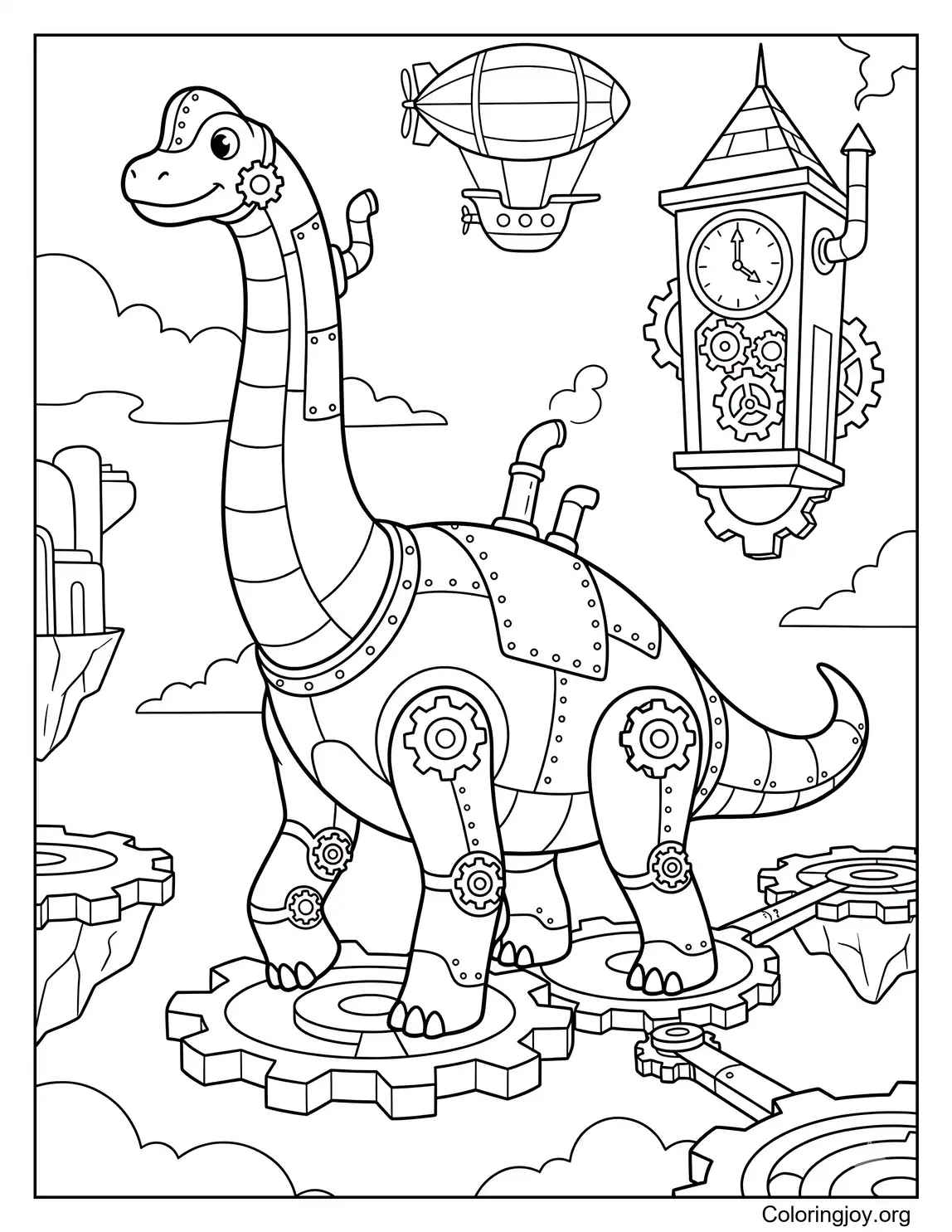 Steampunk Brachiosaurus Floating Sky City