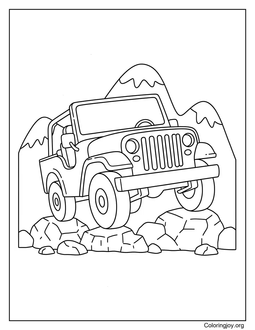 Military Jeep in an Action Moment coloring page