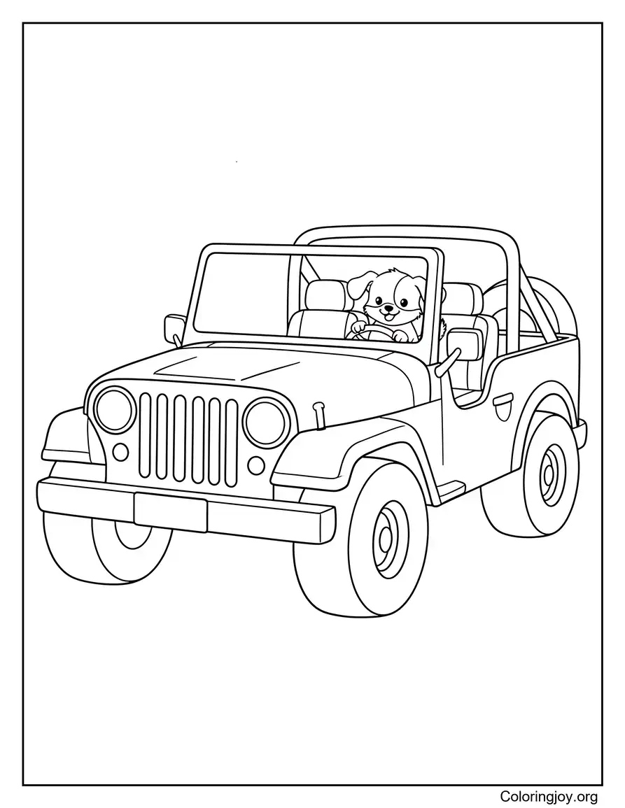 Simple Jeep Outline Design coloring page