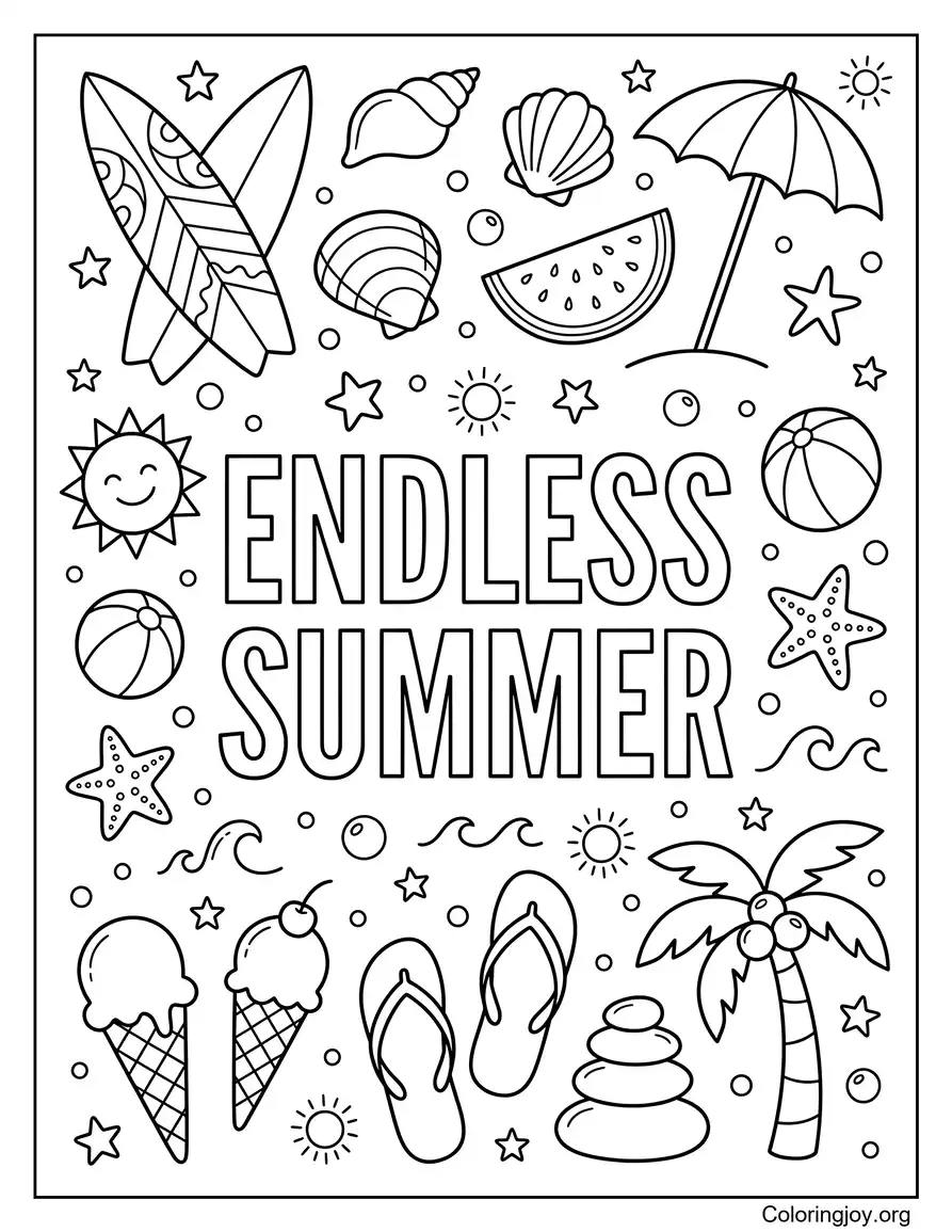 Foglio da colorare gratuito Endless Summer