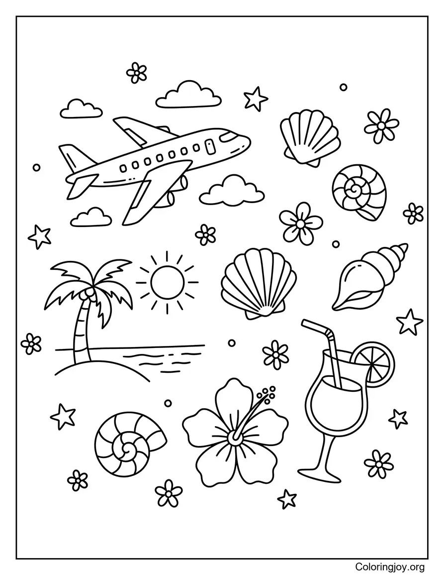 Doodle di fuga estiva stampabile