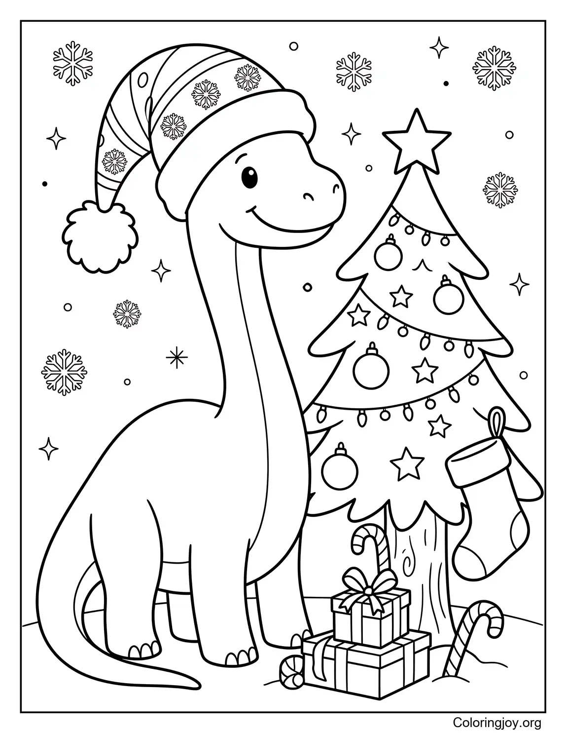 Christmas Brachiosaurus With Santa Hat