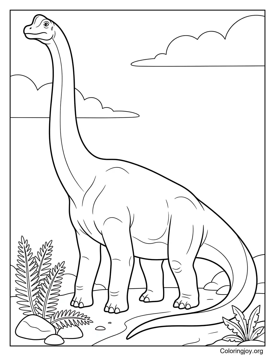 Detailed Printable Brachiosaurus Coloring Sheet
