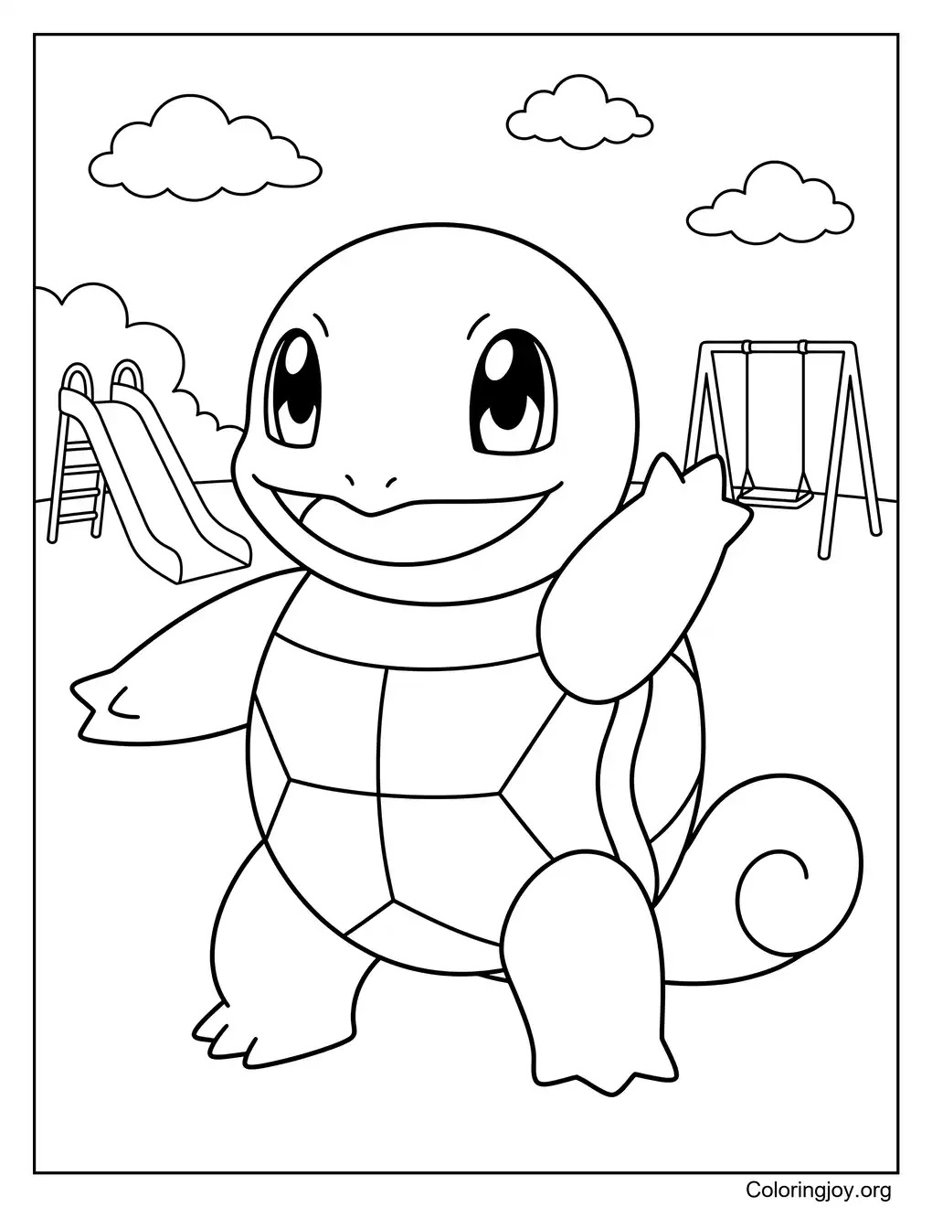 Image de Carapuce adaptée aux enfants à colorier