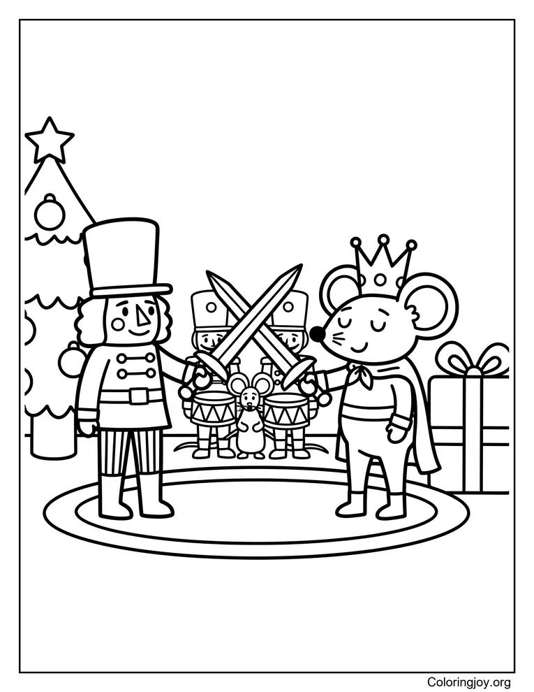 Nutcracker and Mouse King Coloring Page Battle Scene