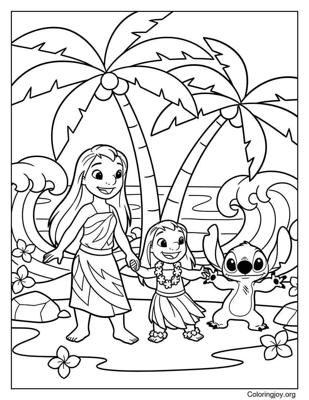 Nani lilo y Stitch página para colorear