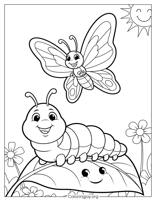 Linda oruga y mariposa