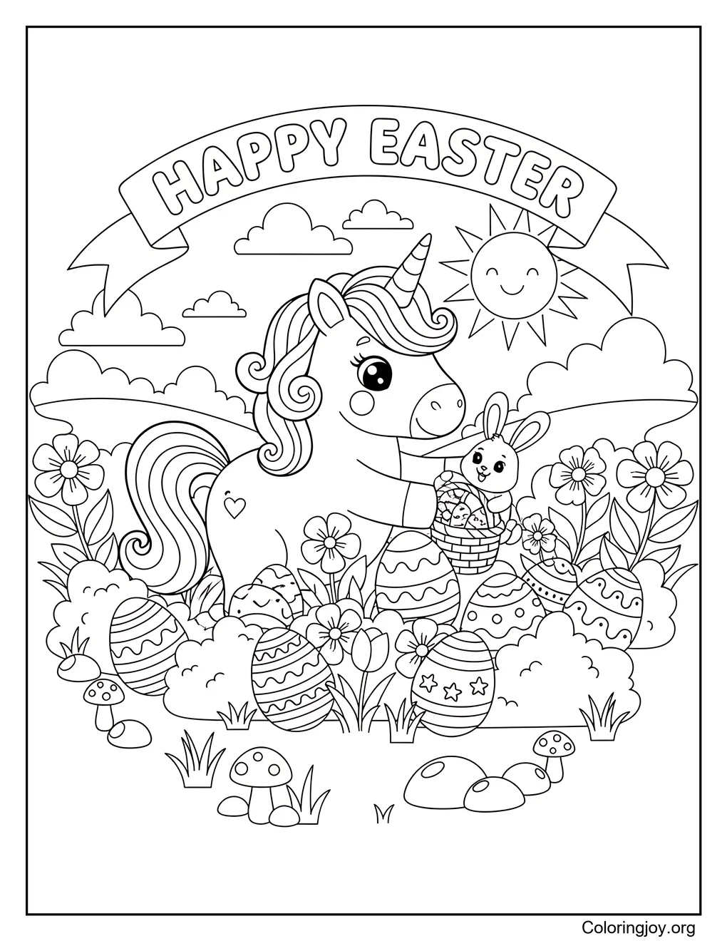 de Pâques licorne coloriage
