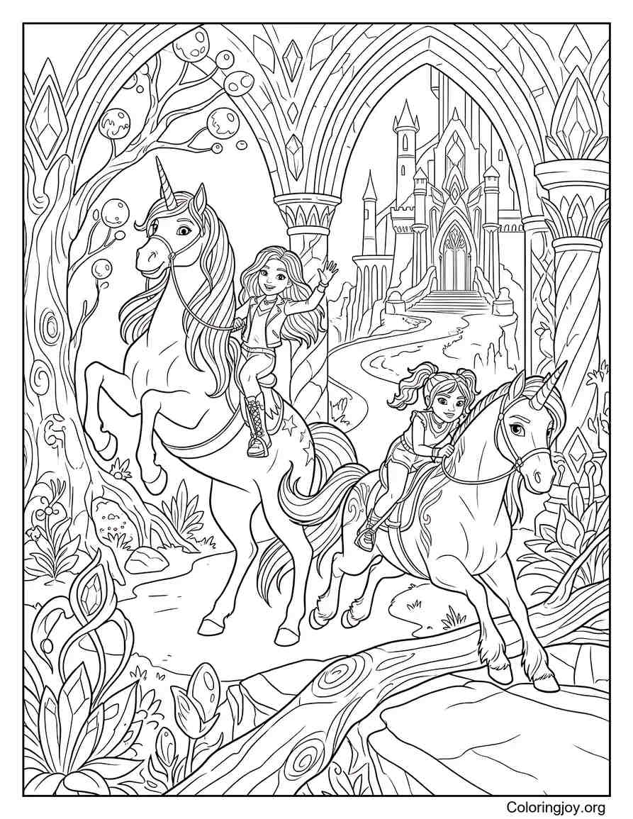 The Hidden Temple Unicorn Academy página para colorear