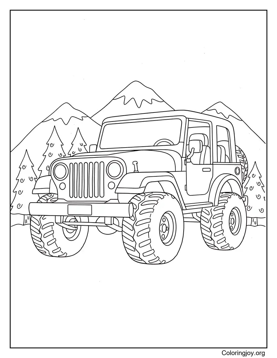 Detailed Jeep Design for Adults coloring page