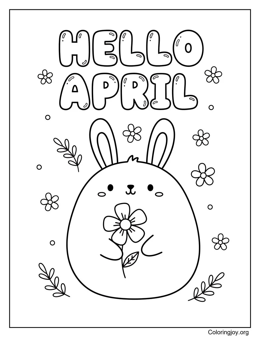 Hola April Bunny Smile página para colorear