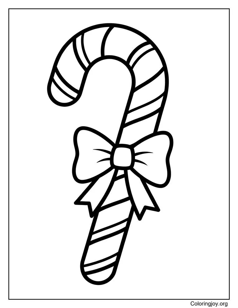 Página para colorear de plantilla de artesanía de bastón de caramelo