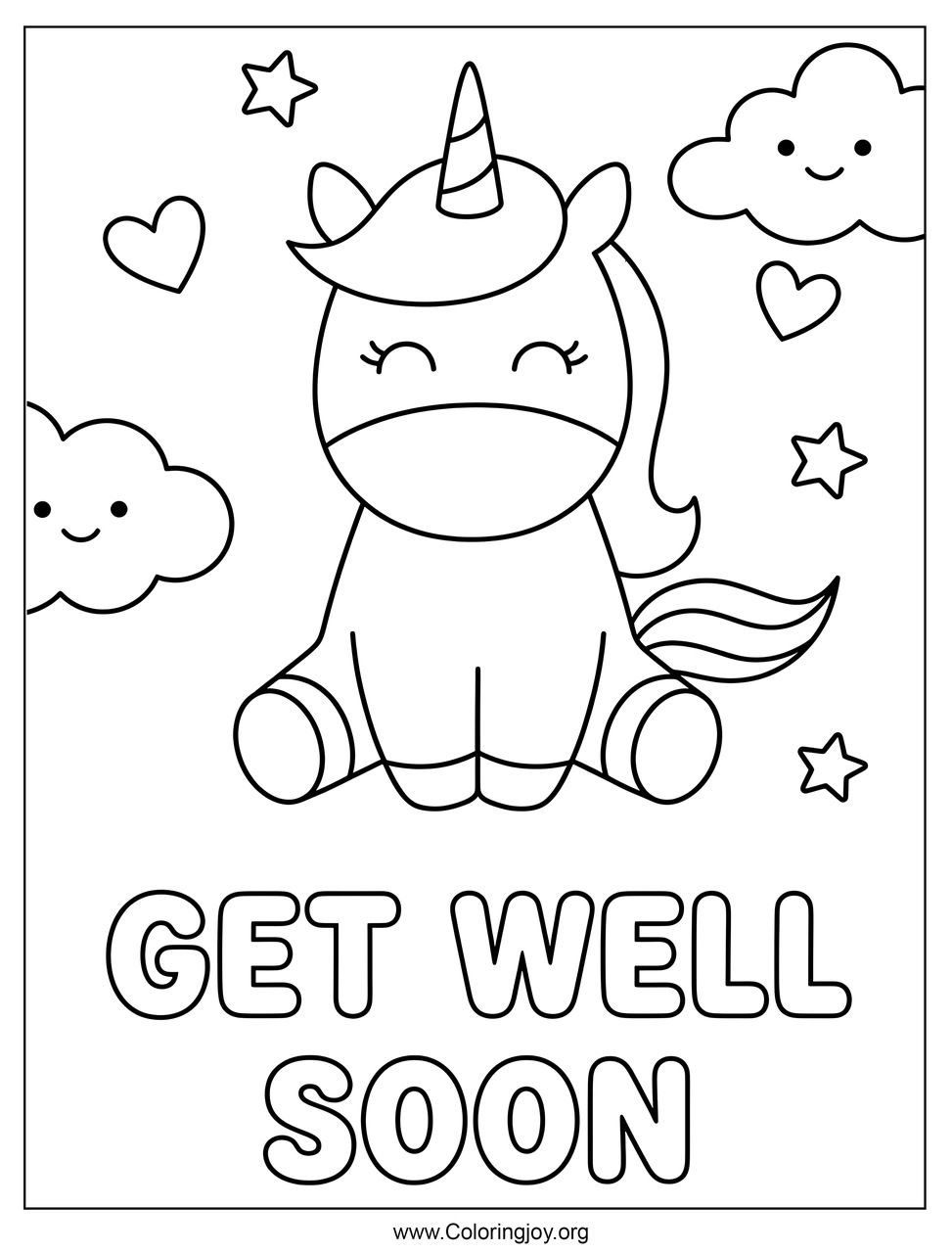 Unicornio deseando que te mejores pronto