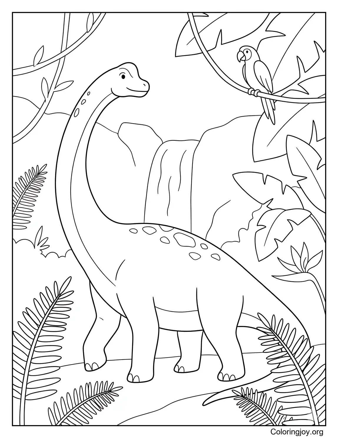 Brachiosaurus in a Tropical Dinosaur Forest
