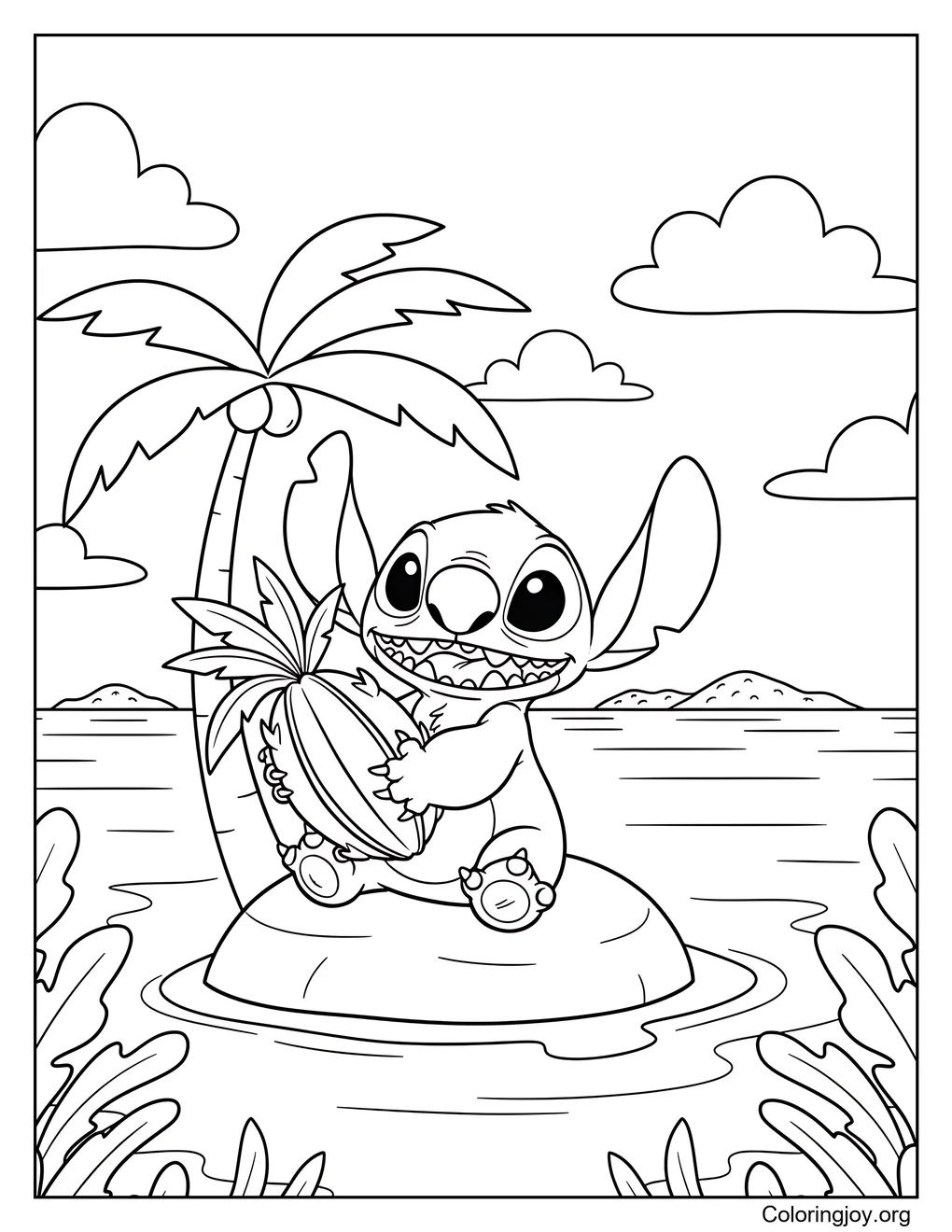 Stitch piña página para colorear