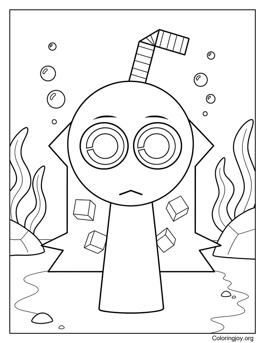 Sprunki Aqua coloring page