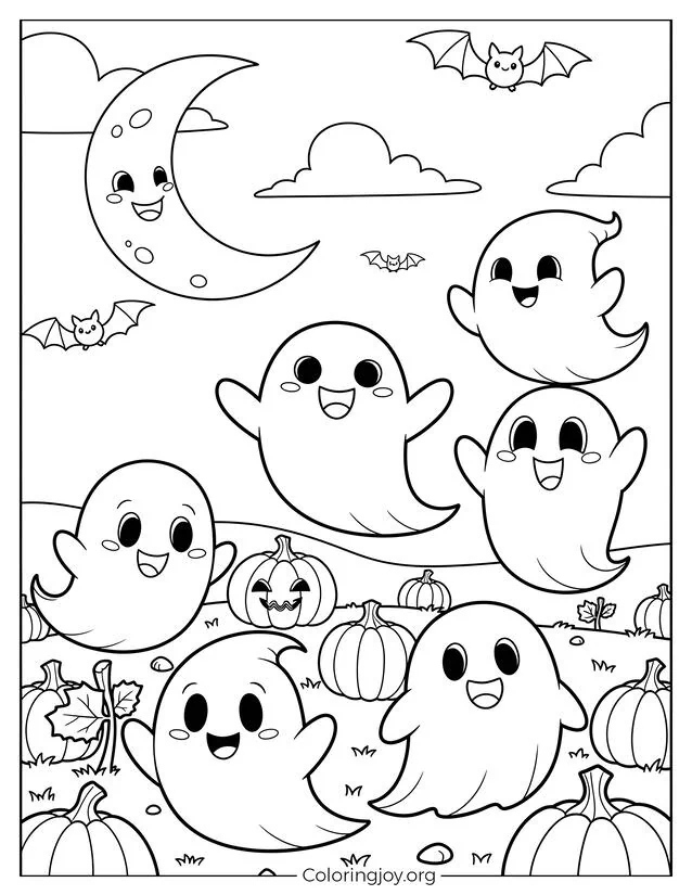 Lindo huerto de calabazas fantasma