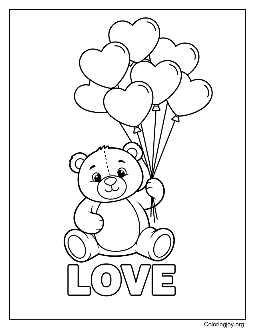 Teddybär mit Herzballons