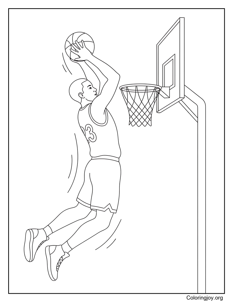 A player performs an exciting slam dunk.