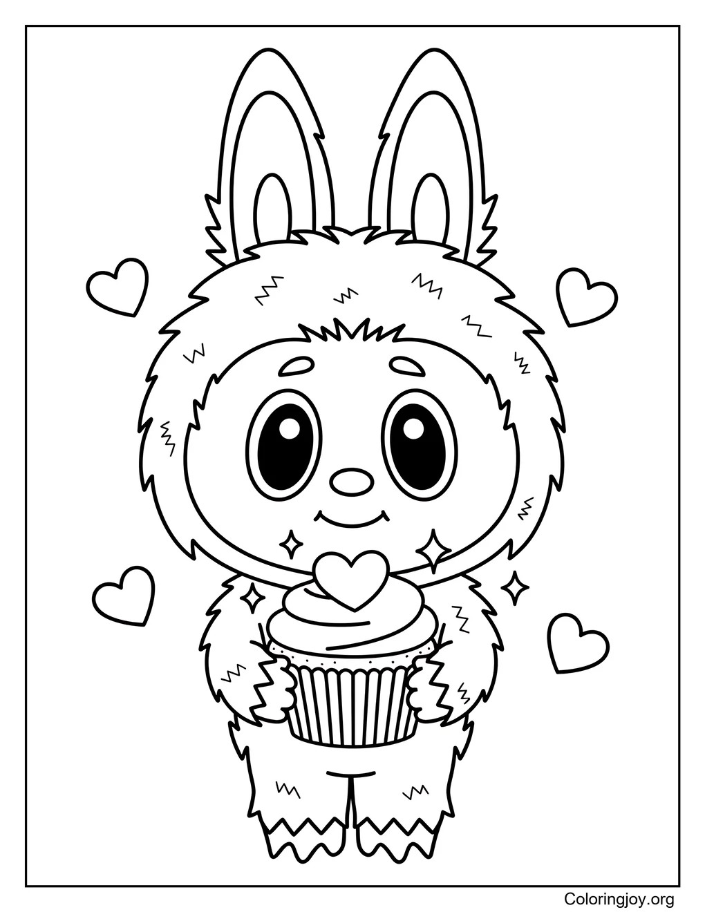 El dulce corazón de Labubu página para colorear