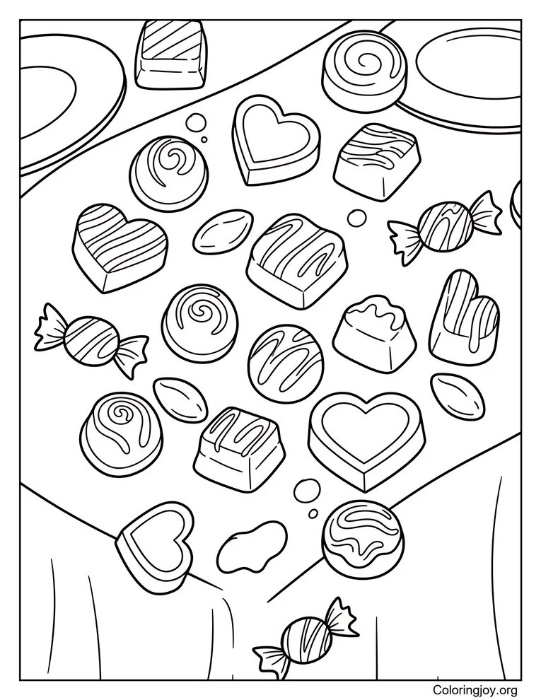 Chocolate Candy Mix Coloring Page