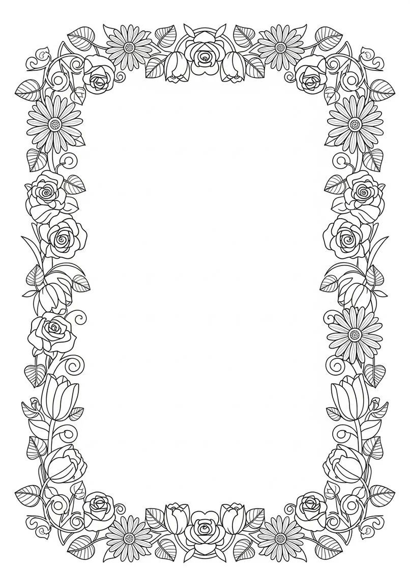 Flower Border Coloring Page