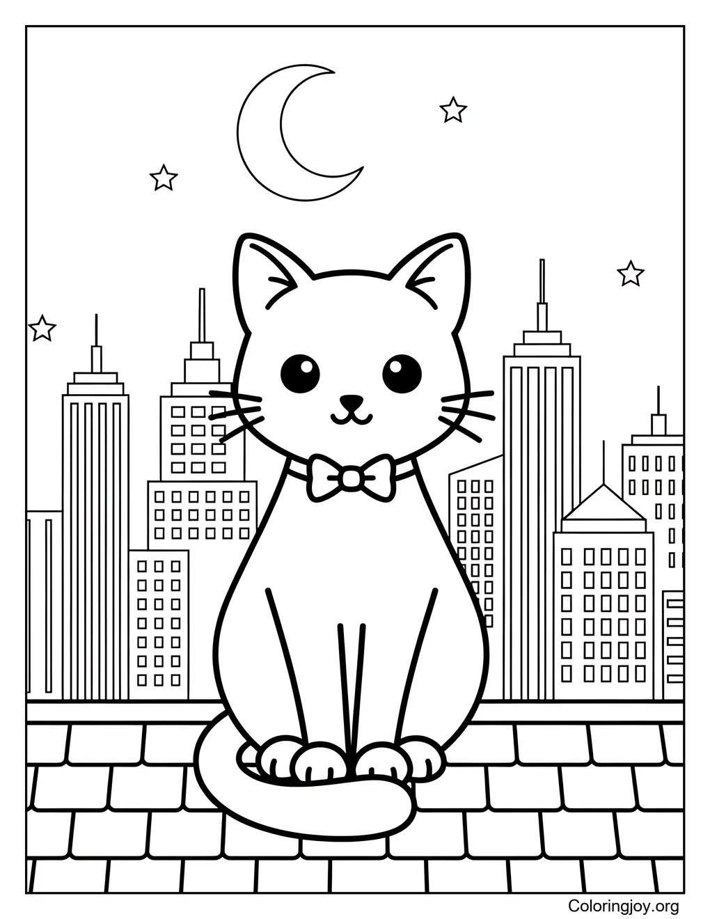Watching the city below, this cat relaxes on a rooftop.