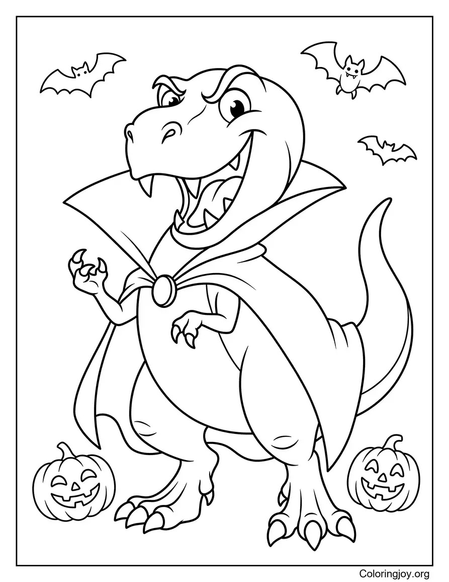 Halloween Vampire T-Rexfor Kids coloring page