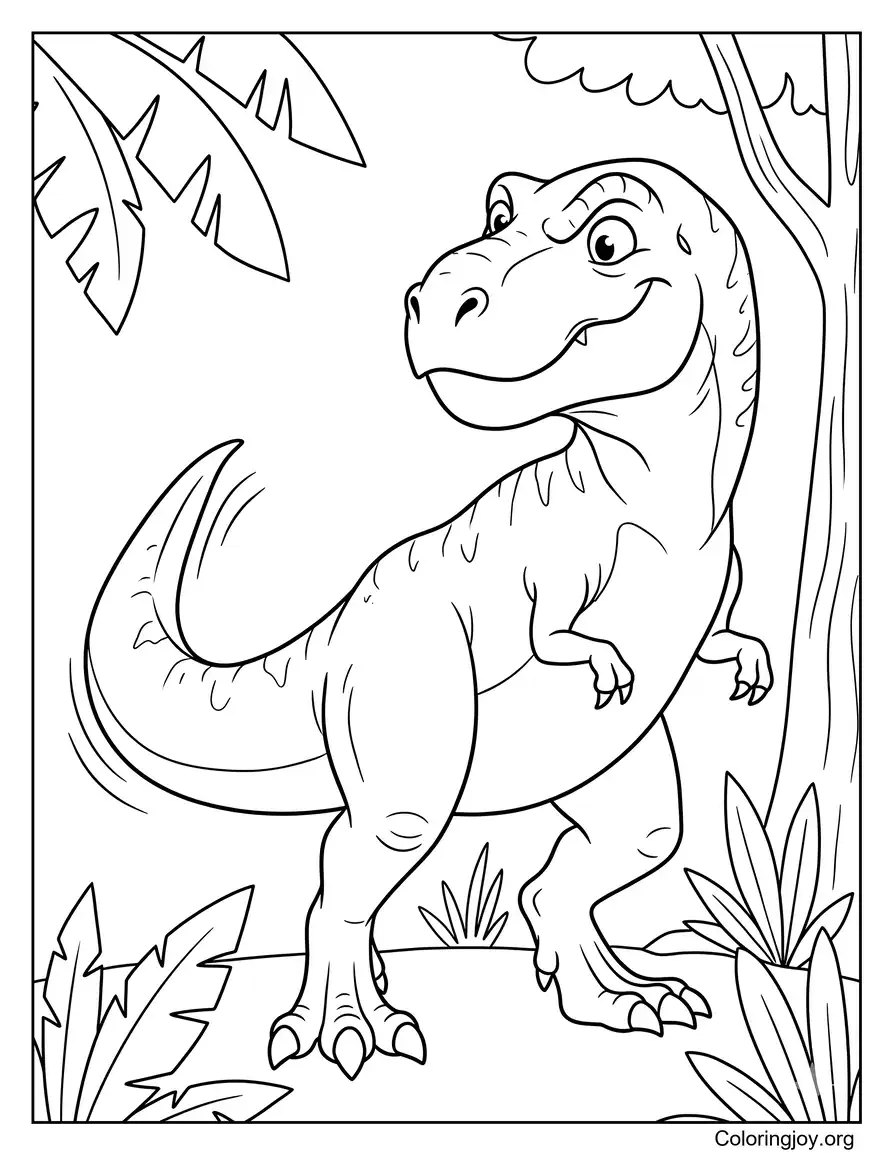 Jungle Explorer T-Rex Coloring Sheet coloring page