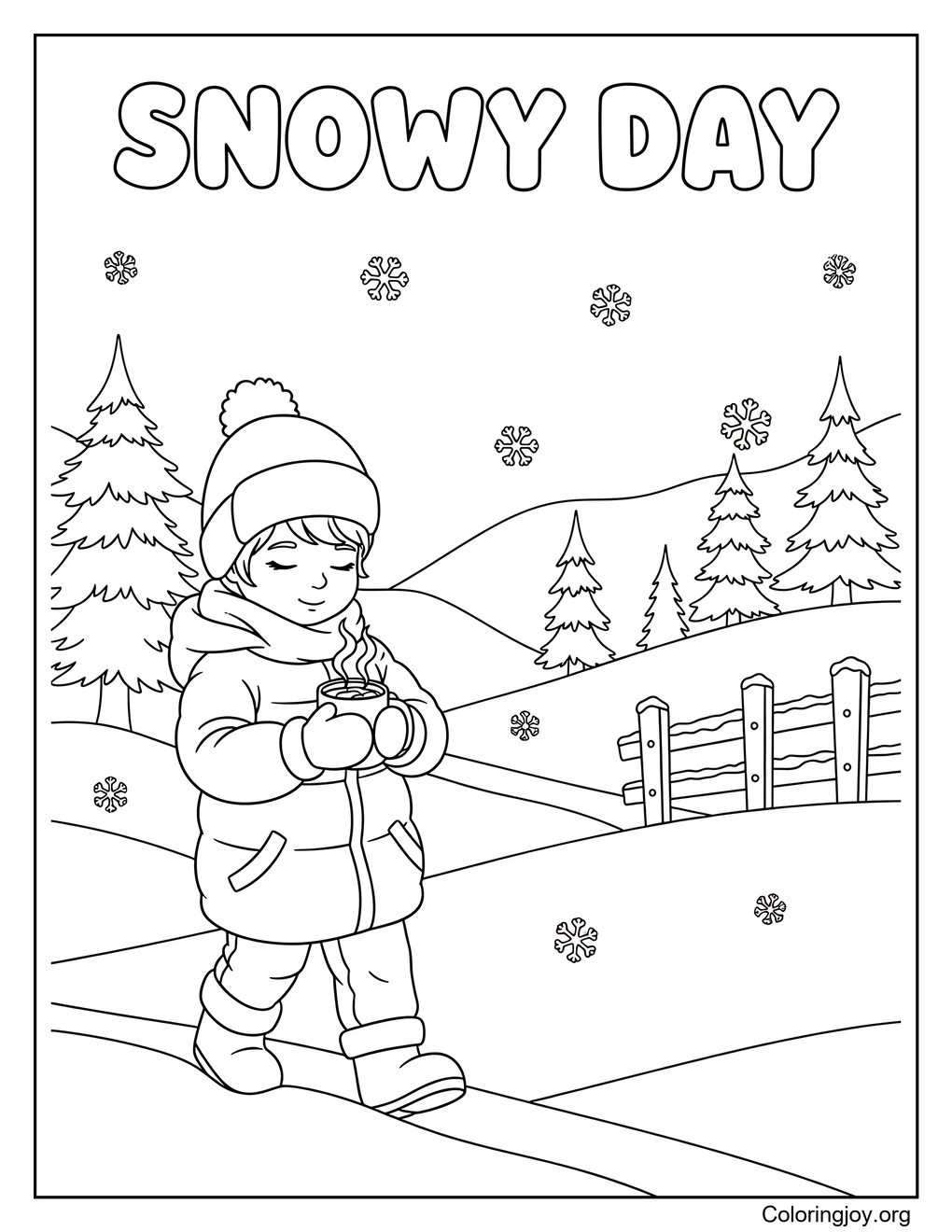 Vreedzame besneeuwde dag winterwandeling