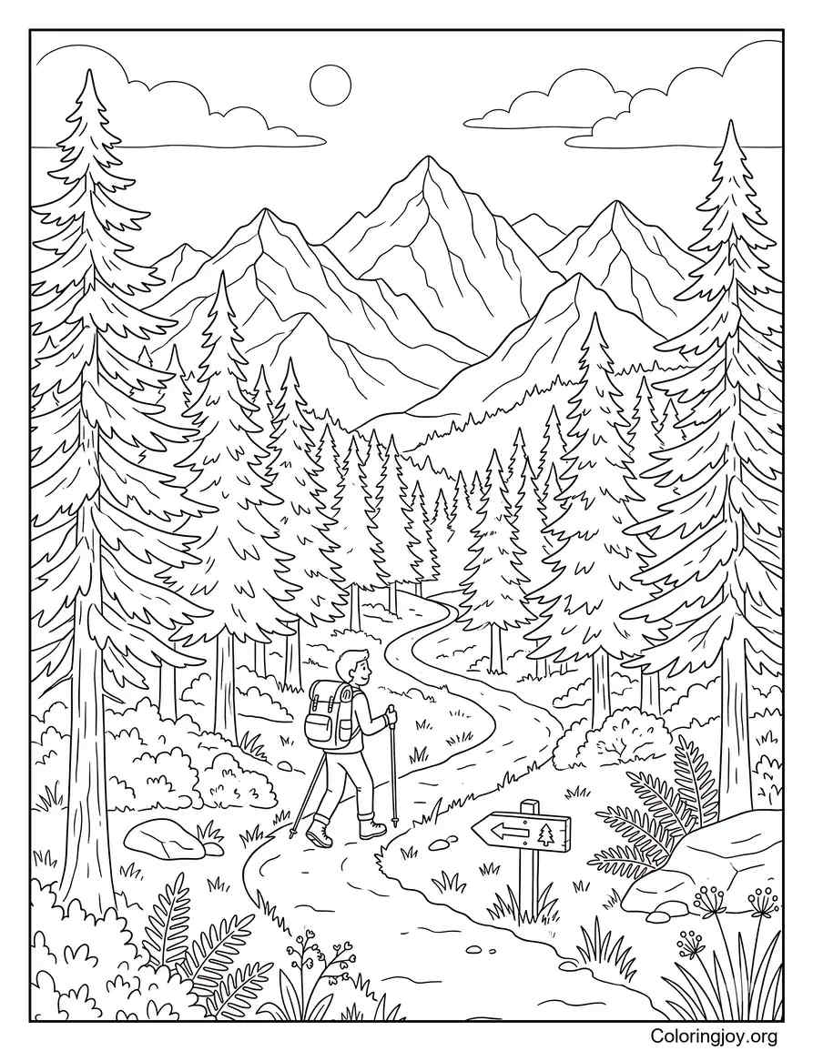 Mountain Forest Adventure coloring page
