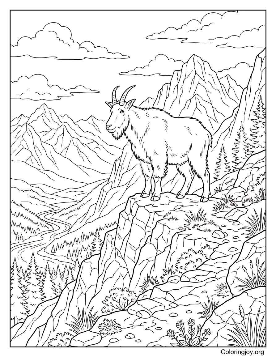 Mountain Goat Nature Page coloring page