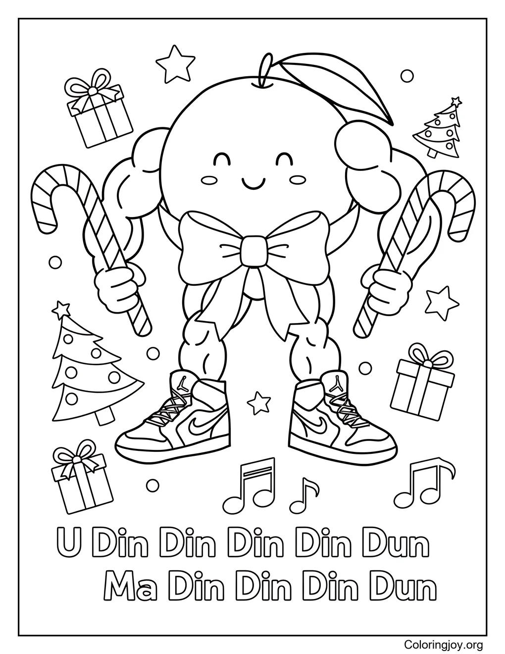 U Din Din Din Din Dun Ma Din Din Din Duncon tema navideño página para colorear