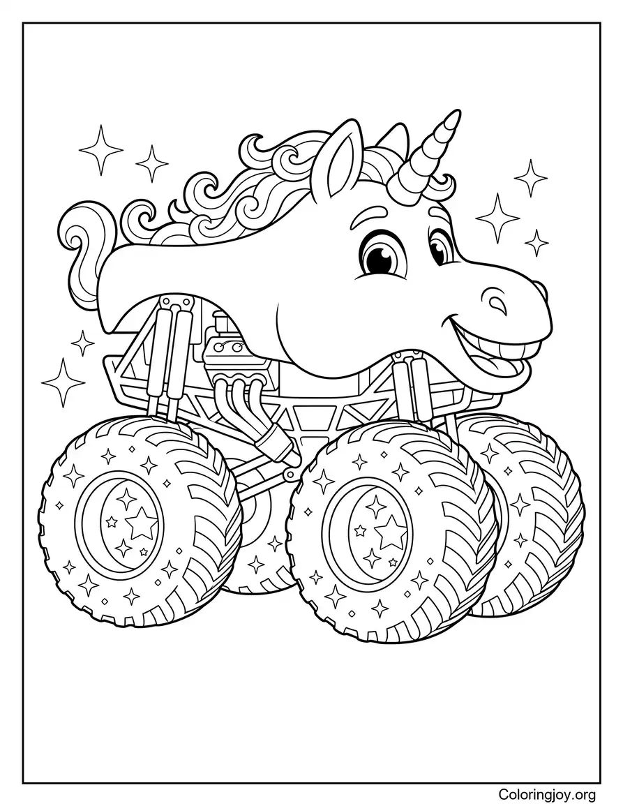 Sparkle Smash Monster Truck Coloring Outline coloring page