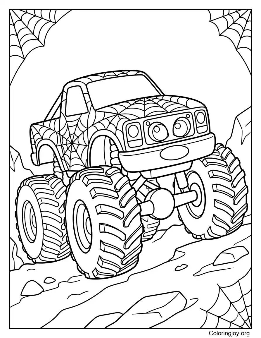 Spiderman Inspired Monster Truck Picture to Print coloring page