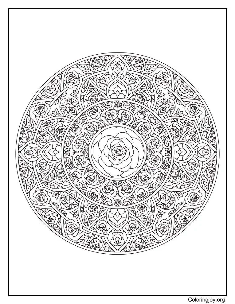 Rose Mandala Coloring Page