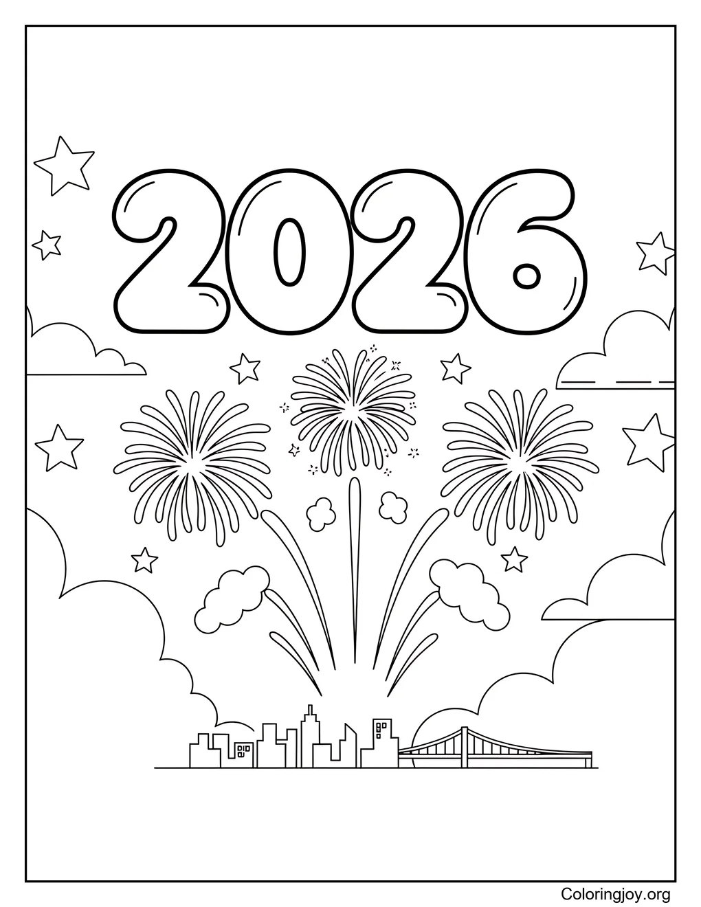 2026 fireworks coloring artwork coloring page